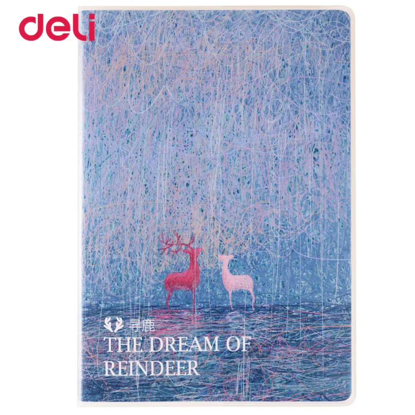 

Deli Dream Cartoon Notebooks for school students Stationery Notebook Supplies Animal Deer 32K/72 Sketchbook Line Weekly a Diary