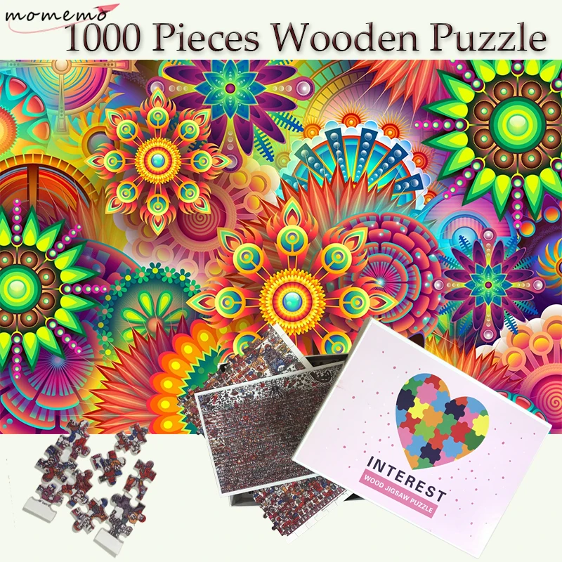 

MOMEMO color flower 1000 wooden puzzle jigsaw 1000 pieces puzzles for adults Wooden toys Puzzle Games Children Educational Toys