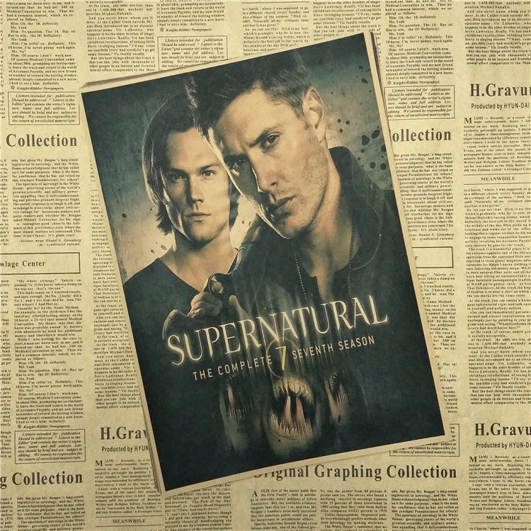 Сверхъестественное украшение для дома SPN Jensen Ackles Misha Jones крафт фильм Ретро плакат