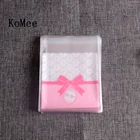 Оптовая продажа, 100 шт.лот, 7x7 + 3 см, прозрачный самоклеящийся герметичный пластиковый пакет для ювелирных изделий, подарков, печенья, упаковочный пакет