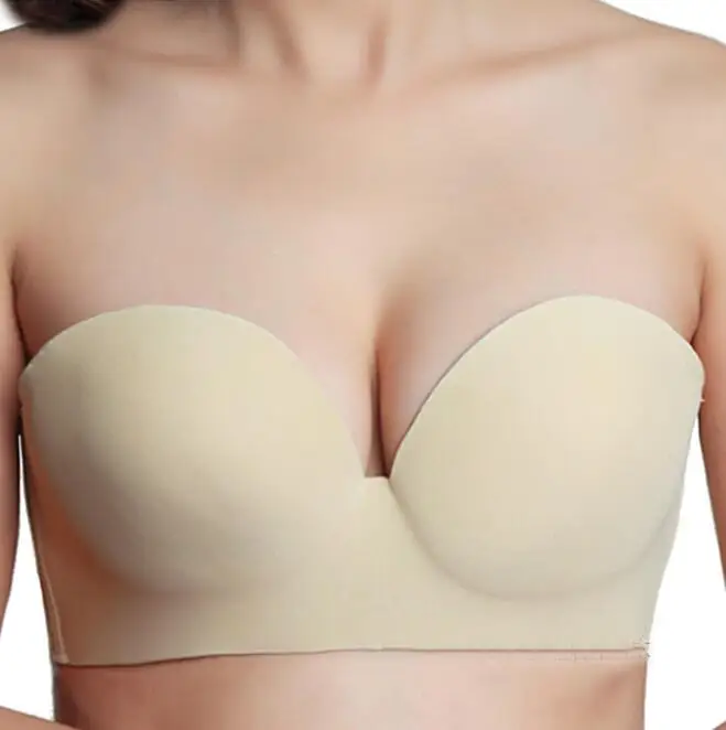 BAICLOTHING женский Гладкий бесшовный 1/2 половина чашки на косточках многоходовой без бретелек Push Up Свадебный бюстгальтер 34 36 38 40 42 44 B C D - Цвет: 2