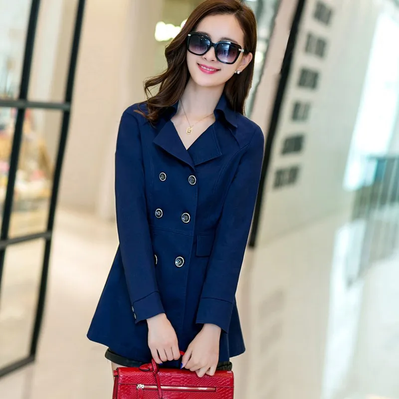 

2019 New Spring Autumn Plus Size Women Outerwear Trench Coat Women Double-breasted Casual Coat RE2515