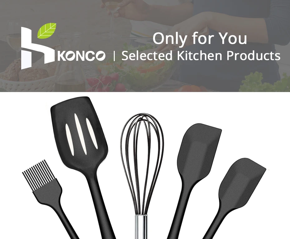 KONCO 5 шт. силиконовые Кухня набор посуды, силиконовые формы для выпечки набор посуды с яичное било ложка кисточка для масла