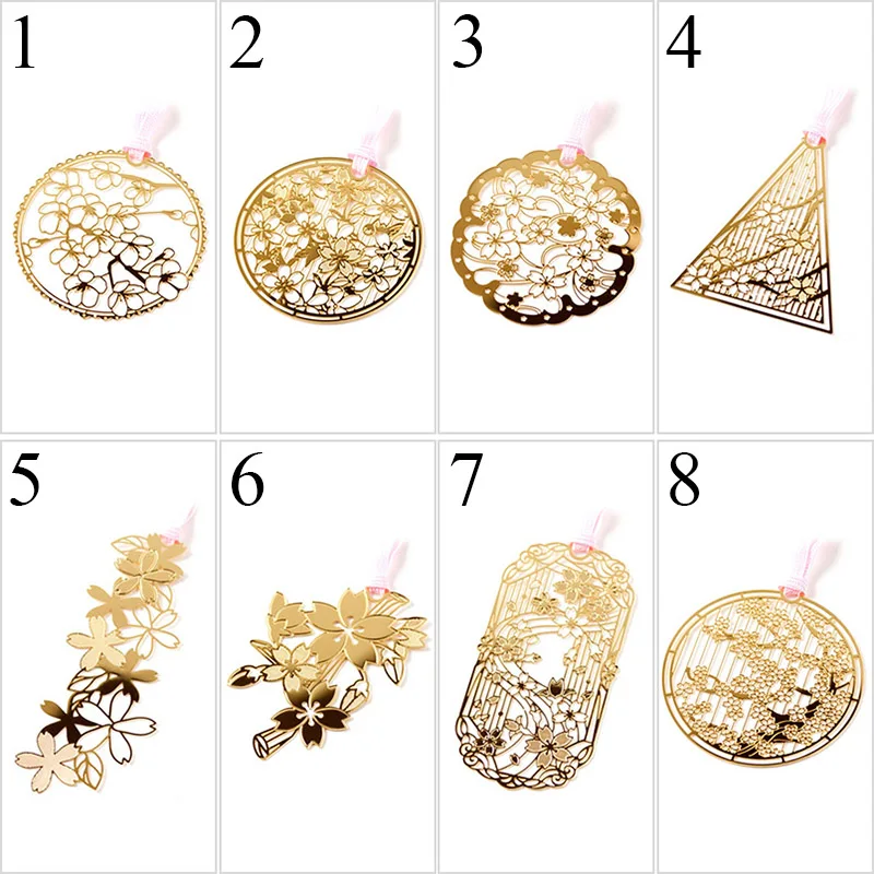 Creative Cherry Blossoms Hollow Metal Bookmark Cute Golden Bookmarks Paper Clip For Kids Gift Office School Supplies Papeterie | Канцтовары