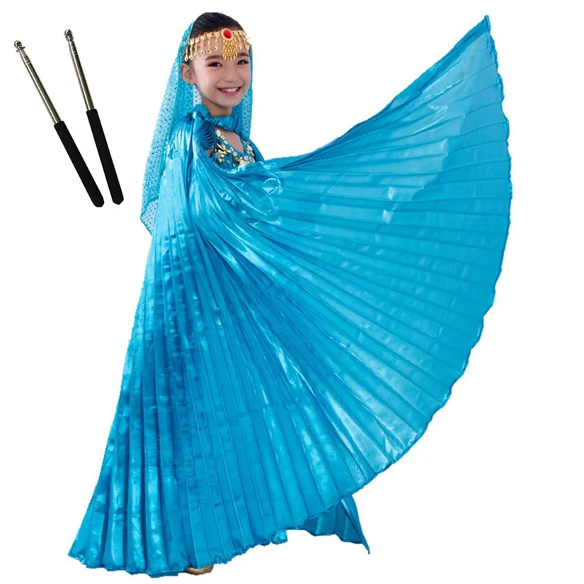 Ocean Blue Крылья для танца живота, палочки для танца живота, костюмы для танца живота, египетские крылья Isis для детей, девочек, детские золотые, черные, 11 цветов, Robs - Цвет: Ocean Blue