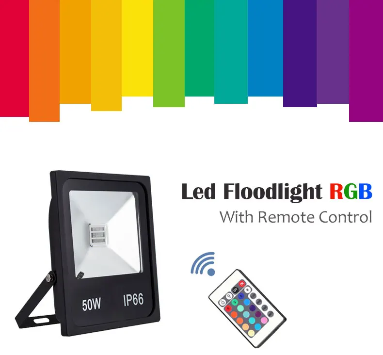 1 шт. прожектор светодиодный RGB 10 Вт 20 Вт 30 Вт 50 Вт Водонепроницаемый Светодиодный прожектор Наружное освещение Ландшафтное освещение с пультом дистанционного управления
