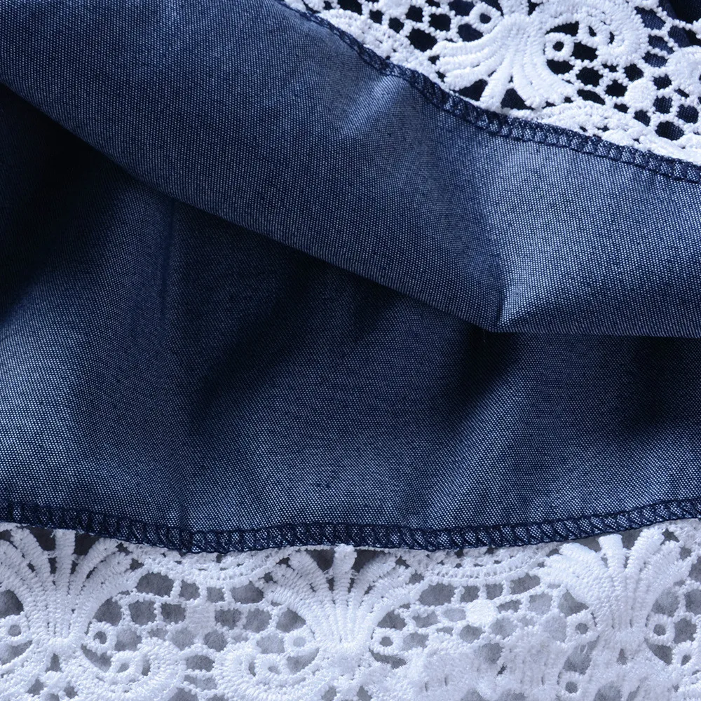 Осеннее платье для девочек детское джинсовое принцессы с оборками и рукавами