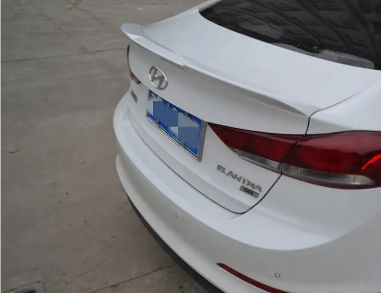 Подходит для hyundai Elantra спойлер Спорт ABS Материал Черный Белый из углеродного волокна заднего крыла Спойлер на крышке багажника