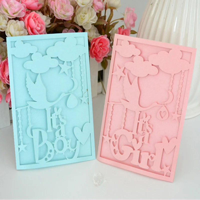 It's a girl baby shower supplies laser cut wedding invitation card | Дом и сад