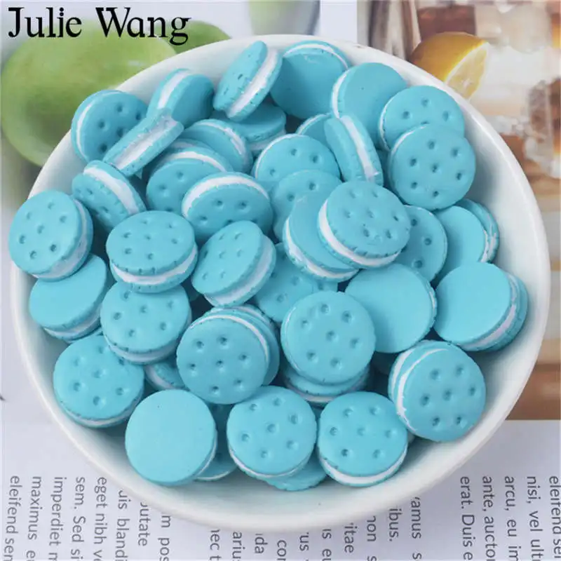 Julie Wang 10 шт. 16x6 мм Смола Печенье крем сэндвич еда слайм подвеска ювелирные изделия