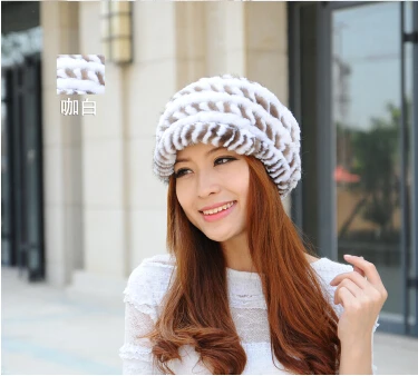 Классическая зимняя шапка из меха норки вязаная женская Рекс и кроличьего