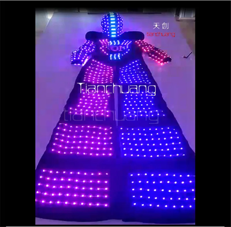 TC-157 мужские костюмы со светодиодами для бальных танцев Программирование RGB костюмы роботов светодиодная Одежда для танцев полноцветная сценическая одежда светящийся свет