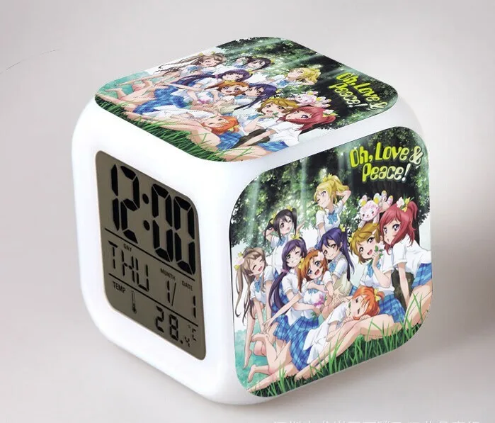 Аниме Love Live! Школьный идол проект фигурки Саат цифровой будильник с 7 меняющимися