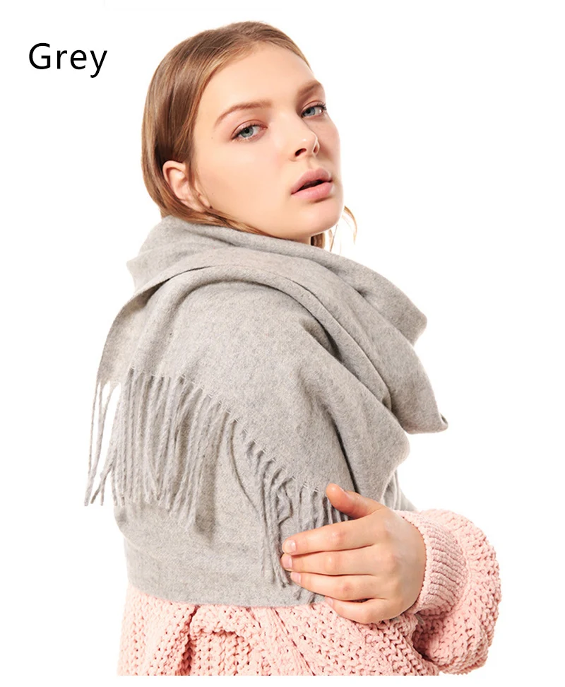 Luxury Winter Scarf Wool Cashmere Scarf Poncho Stoles Women Thicken Warm Scarves Wrap Pashmina Tassels Solid Color Scarf