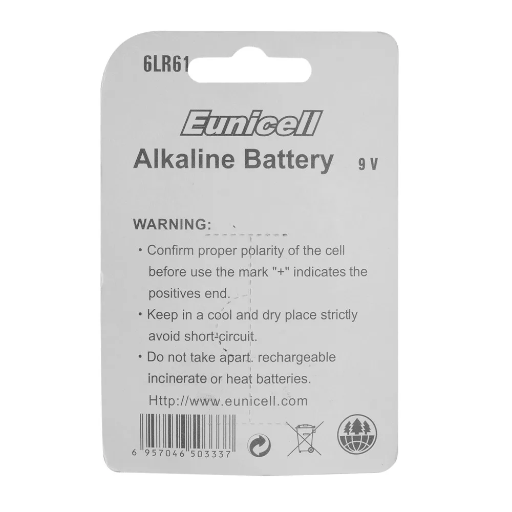 Eunicell 1 шт сухой Батарея 9V 6LR61 PPP3 1604A щелочной Non аккумуляторные батареи для