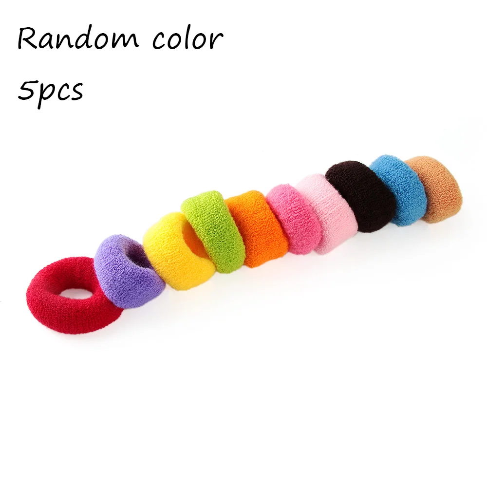 5pcs multicolor Разные цвета! 5 шт Черный/многоцветный большой широкий Мягкие резиночки, "конский хвост", держатели для волос Эластичные аксессуары для волос галстук веревки - Цвет: 5pcs multicolor