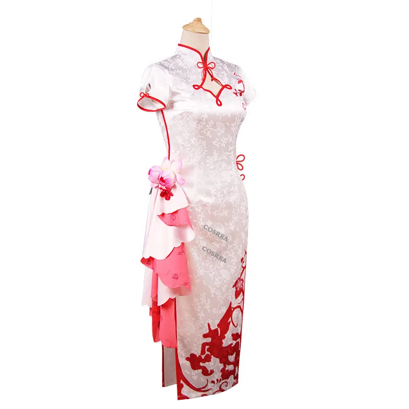 Косплей костюм COSREA коготь Лейн белый красный принт Единорог Чонсам сексуальные