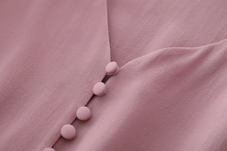 Blusas Feminino весна лето Модная розовая синяя блузка Женская туника с v-образным вырезом на пуговицах с длинным рукавом шелковая блузка рубашка женские топы