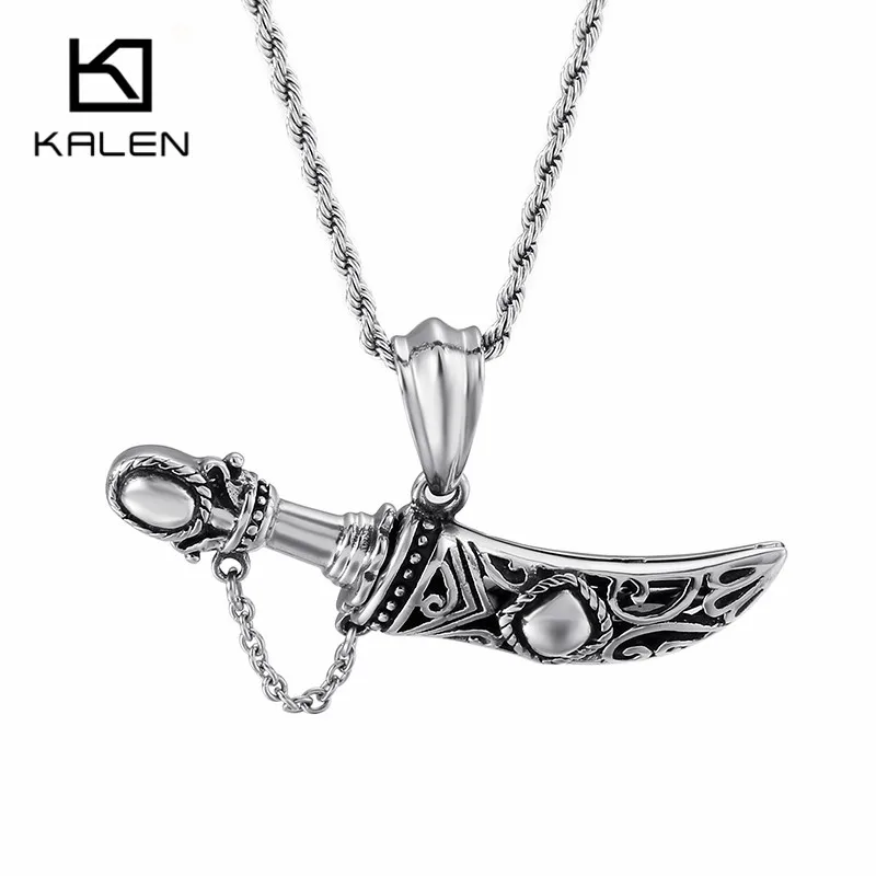 KALEN из нержавеющей стали длинное и короткое ожерелье с кулоном в виде меча для