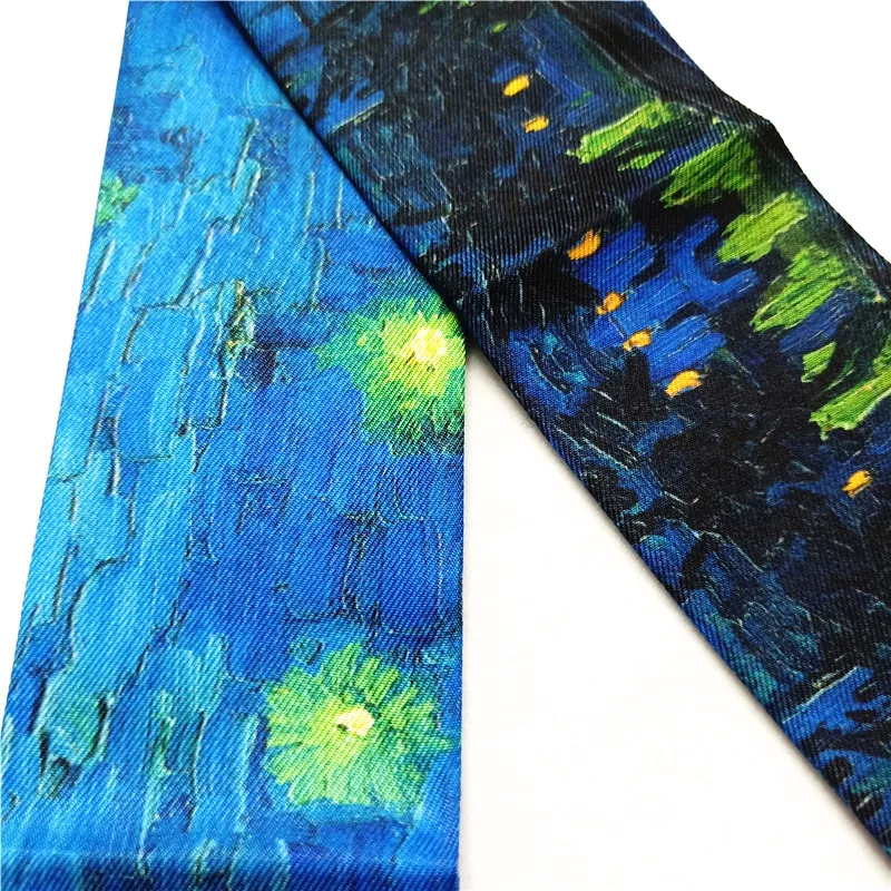 

Van Gogh Oil Painting Skinny Silk Scarves For Ladies 2021 New Design Scarf Women Bag Scarves Head Scarf Neckerchief