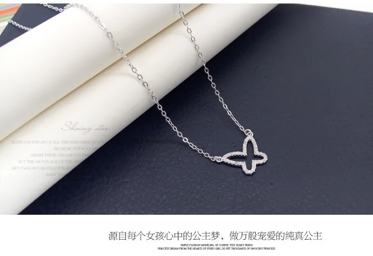 Silver Color Necklaces Crystal Butterfly Pendants&ampNecklaces Jewelry Collar Colar | Украшения и аксессуары