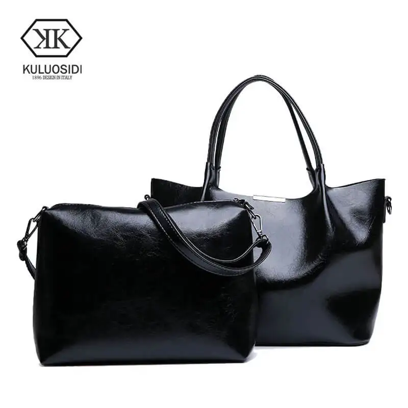 

KULUOSIDI 2018 Famous Brand Vintage Women Large Capacity Tote Bags PU Leather Handbags Shoulder Bags For Ladies Composite Bag