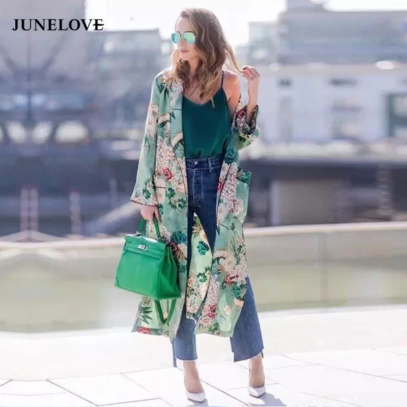 JuneLove/ платье с цветочным принтом, кимоно, винтажное платье, женские пояса, карманные ночные рубашки и ночные рубашки, платье-рубашка