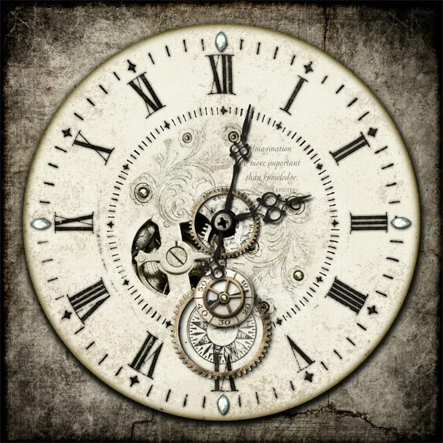 Laeacco Retro Gear Clock Wall Scene Portrait Photography Backgrounds Custom Camera Photographic Backdrops For Home Photo Studio |