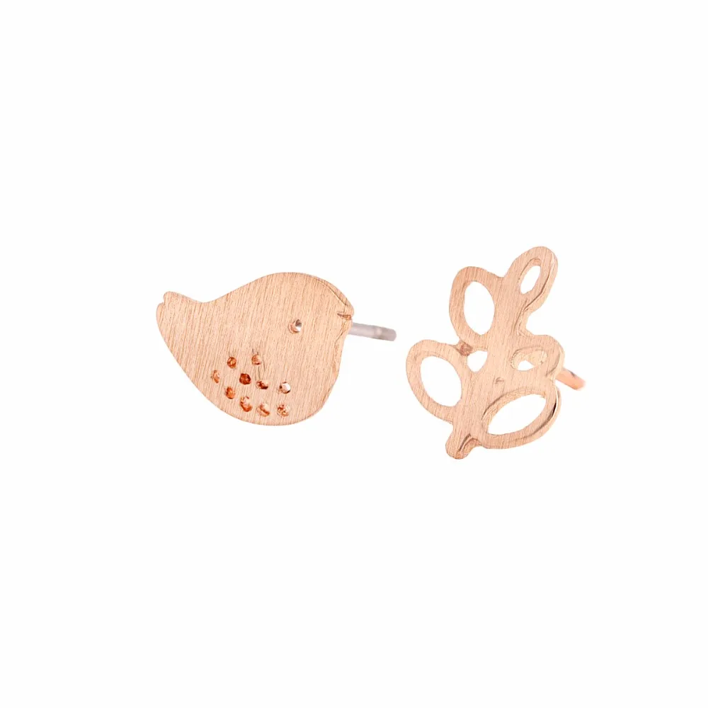 

Оптовая продажа, серьги-гвоздики 10 пар, птица и цветок, двойные боковые серьги-гвоздики, ювелирные изделия для детей и женщин, подарок