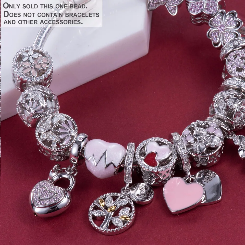 Семья дерево 925 пробы серебряные Тропические рыбы и воды растения tailBeads амулеты