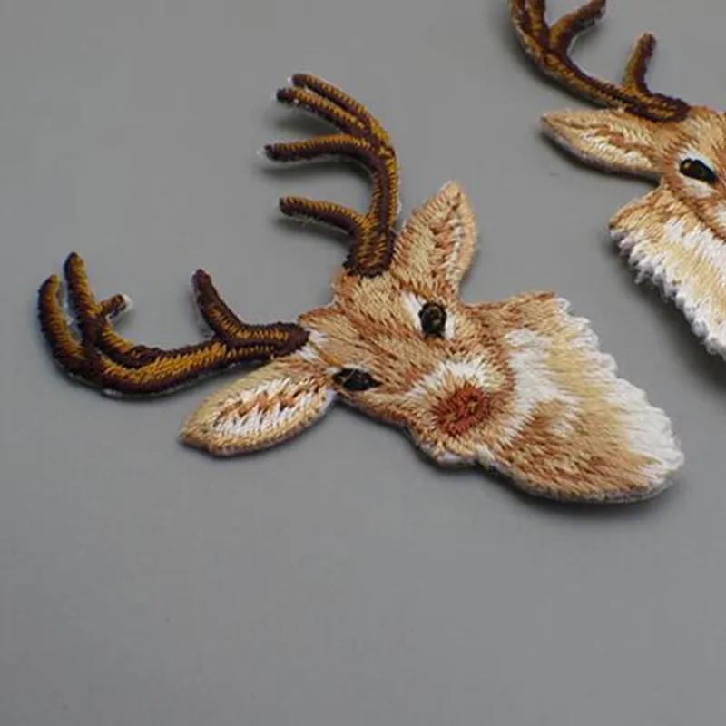 Нашивки с оленем для глажки одежды украшение воротника вышитая нашивка