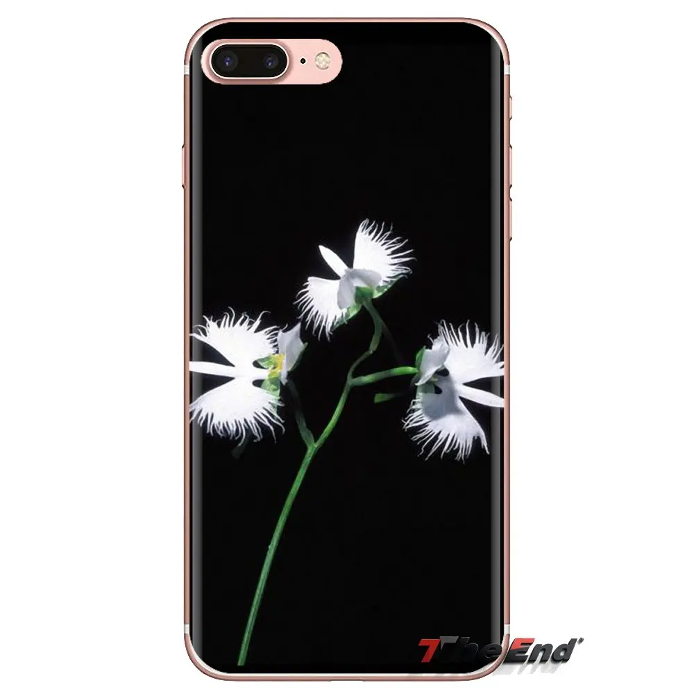 Transparent Soft Bag Case For Samsung Galaxy A3 A5 A7 A9 A8 Star A6 Plus 2018 2015 2016 2017 White Egret Orchid Flower Habenaria |
