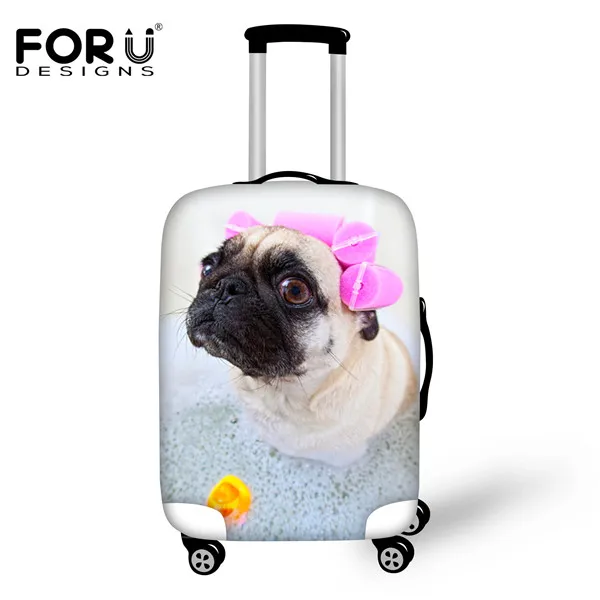 FORUDESIGNS/милый 3D Мопс с принтами для багажа защитный чехол водонепроницаемый пылезащитный чехол для 18-30 дюймов костюм чехол Чехол дождевик - Цвет: D1407