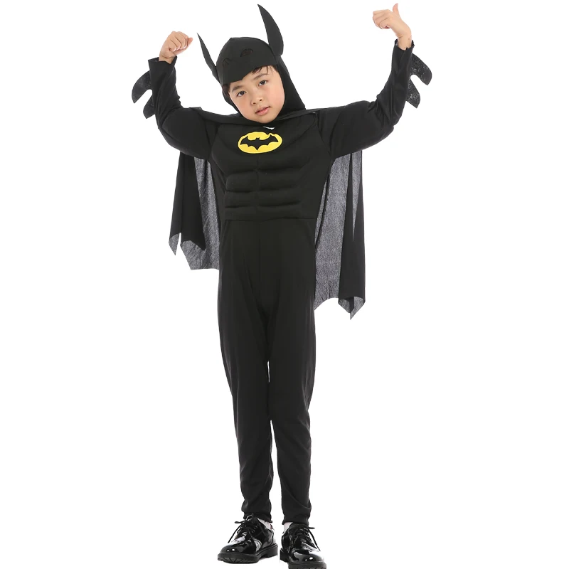 Avengers 4 Kids Boys Muscle Batman Costumes with Mask Cloak Superhero Cosplay Halloween Masquerade Party Superman Role Play |
