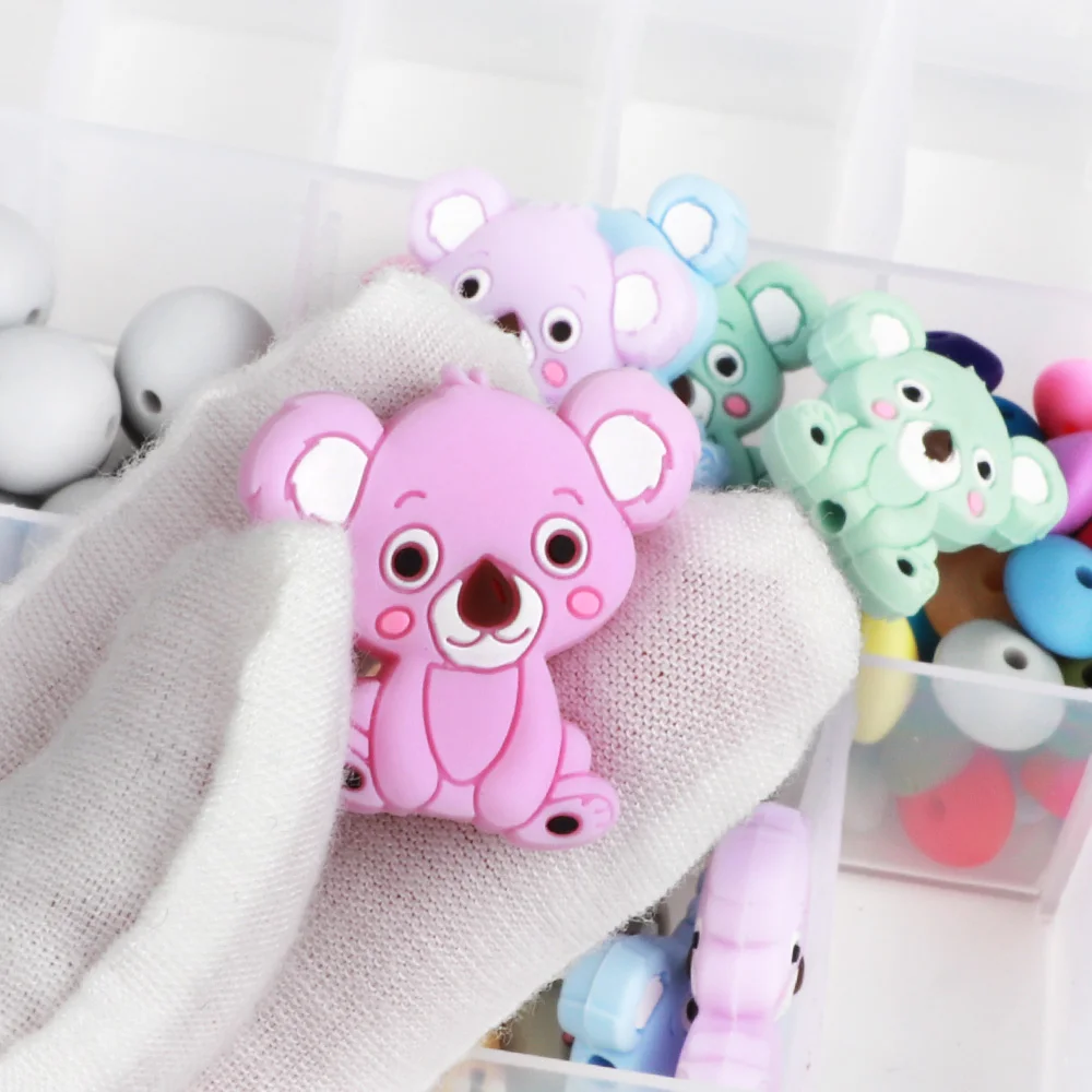 BPA Free Koala Baby Teether Silicone Beads For DIY Teething Necklace Gift Nurs Accessories Food Grade Silicone Teether Rodents