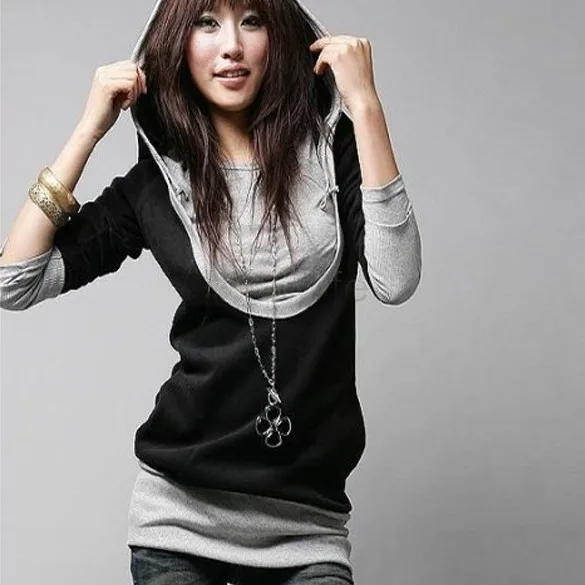 2014 Spring New Korea Women Pullovers Cotton Long Sleeve T-Shirt Patchwork Sweatershirts Tops Hoodies Coat 24 | Женская одежда