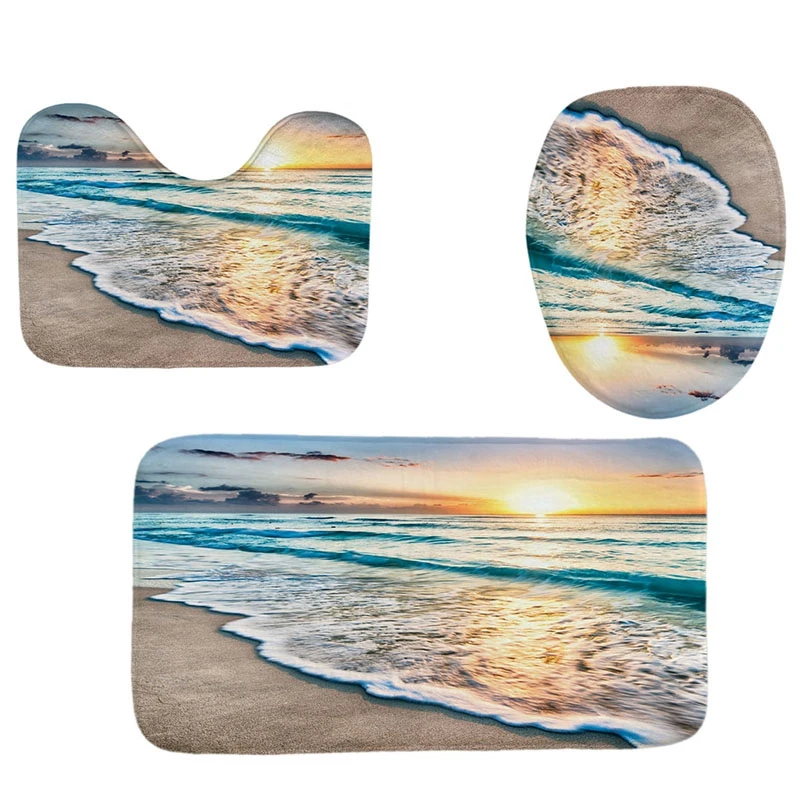 4 шт. набор для декора ванной комнаты с волнистым узором чехол унитаза ковриков +