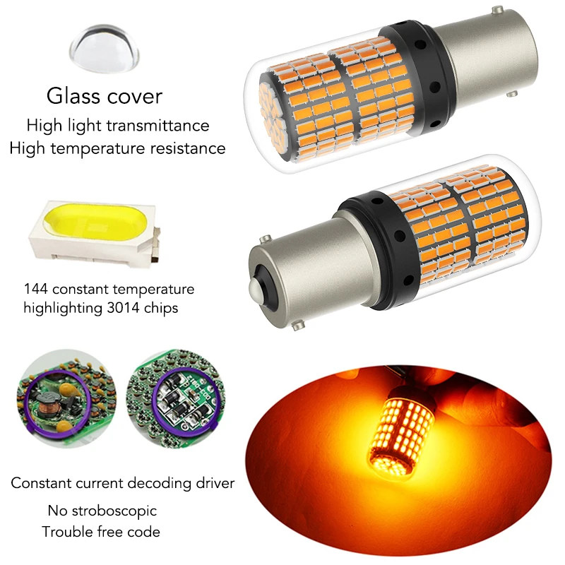 Светодиодные лампы Canbus T20 светодиодный 7440 W21W W21/5W 144smd 1156 P21W BA15S PY21W BAU15S 1157 BAY15D 1 шт. |