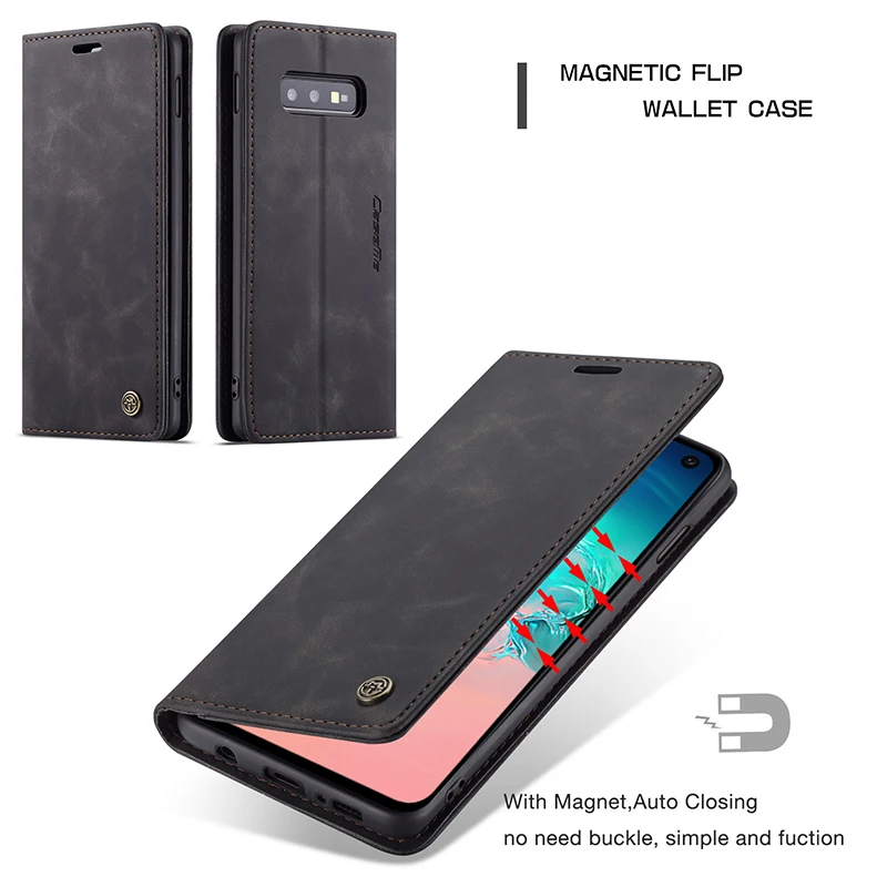 Роскошный Магнитный кожаный чехол для телефона, сумки для samsung S8 S9 S10 Note10 Plus 5G, винтажный флип-чехол для телефона Galaxy A30 A40 A50 A70