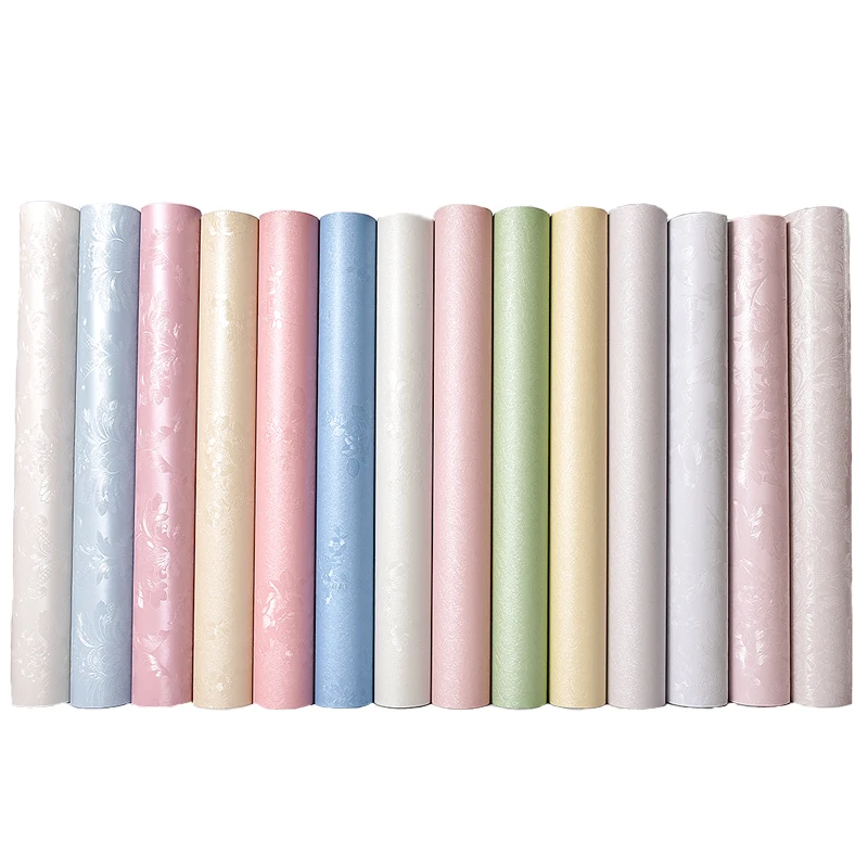 Waterproof PVC simple plain embossed texture self-adhesive bedroom living room wallpaper renovation home 10 meters | Строительство и