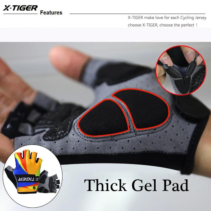 X Tiger Pro гелевые велосипедные перчатки спортивные с полупальцами MTB мужские и
