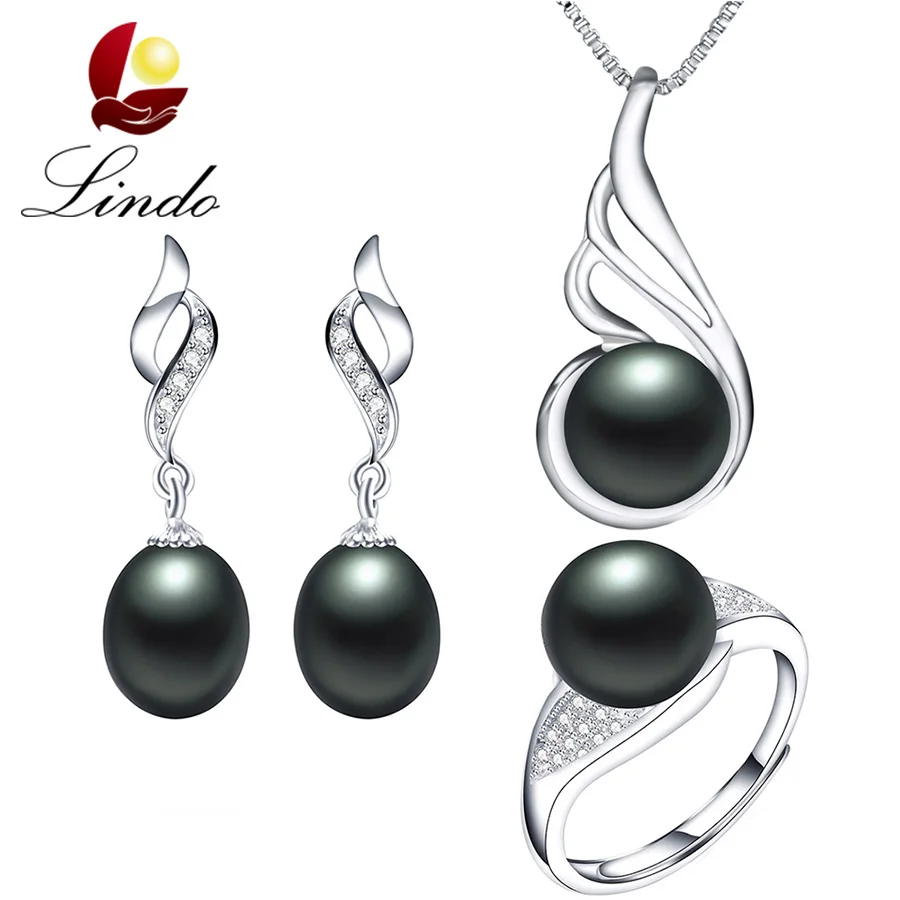 Модные Высокий блеск черный 100% натуральный пресноводный Ювелирные украшения с