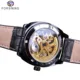 Forsining Black Golden Clock Transparent Case Genuine Leather Band Luminous Hands Automatic Watches for Men Sport Clock Male Other Image