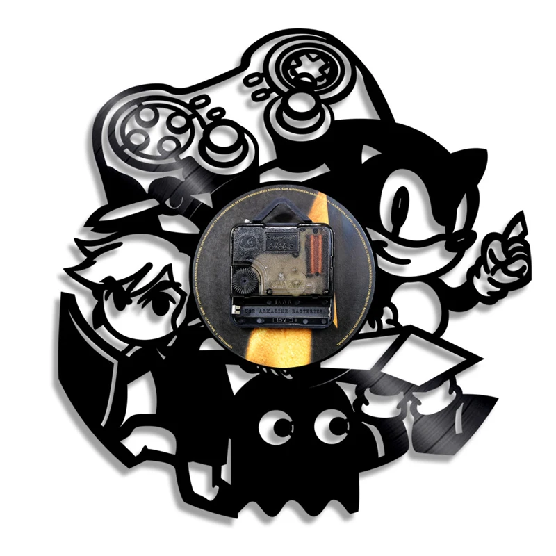 Винтажные виниловые часы Wandklok настенные с дизайном игровая тема Sonic The Hedgehog Cd 3d