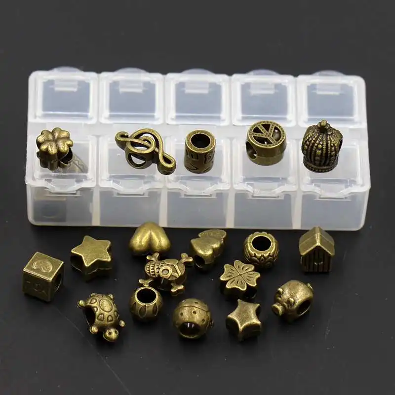 (Смешанные 20 штук) большой поровой Сплав Бусины набор для кожаного браслета