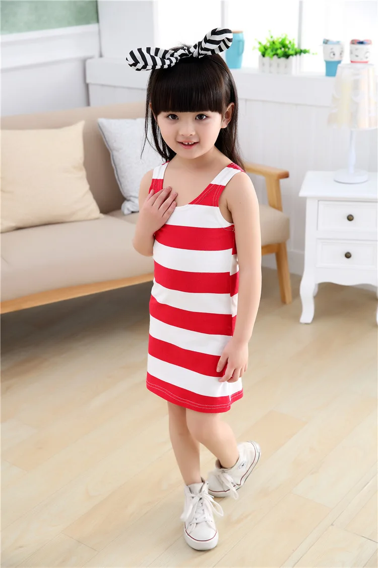 Новинка 2017 года летнее платье в полоску для девочек Красивое Праздничное