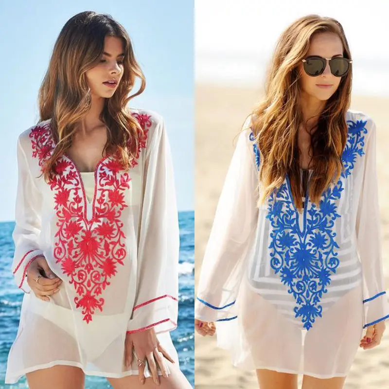 Сексуальный женский кафтан бикини Пляжное Платье накидка шифоновая пляжная