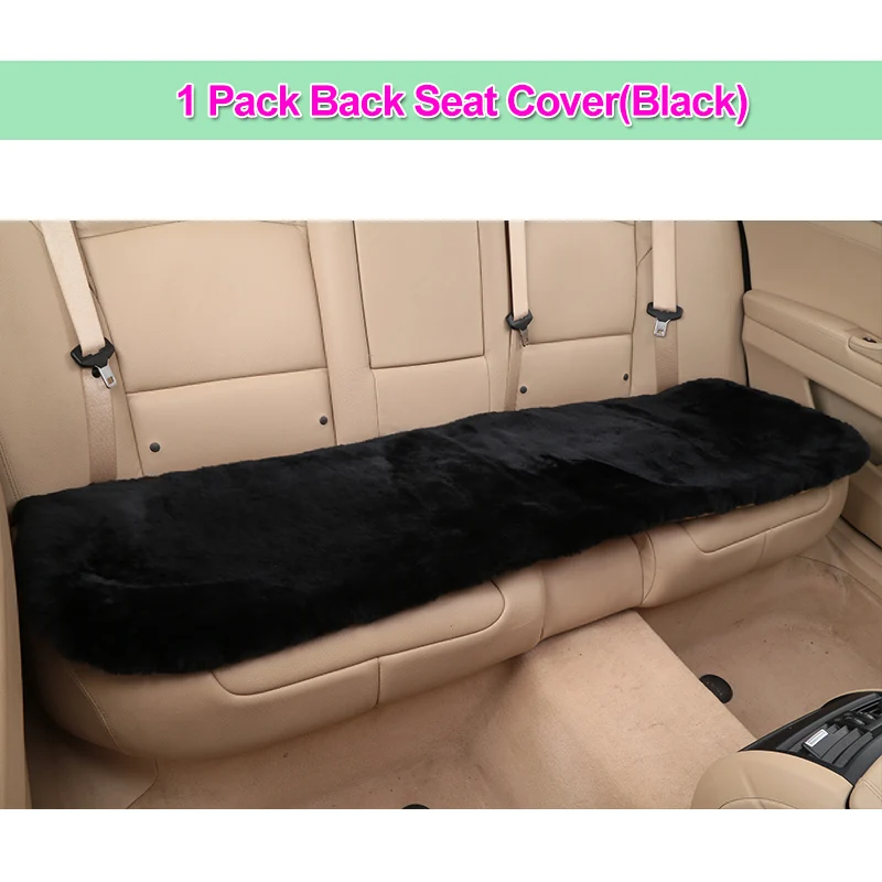 1Pcs Rear Black Универсальный автомобильный чехол для сиденья из шерсти и меха для взрослых, Кожаная подушка для автомобиля, Аксессуары для автомобилей из австралийской овчины - Название цвета: 1Pcs Rear Black