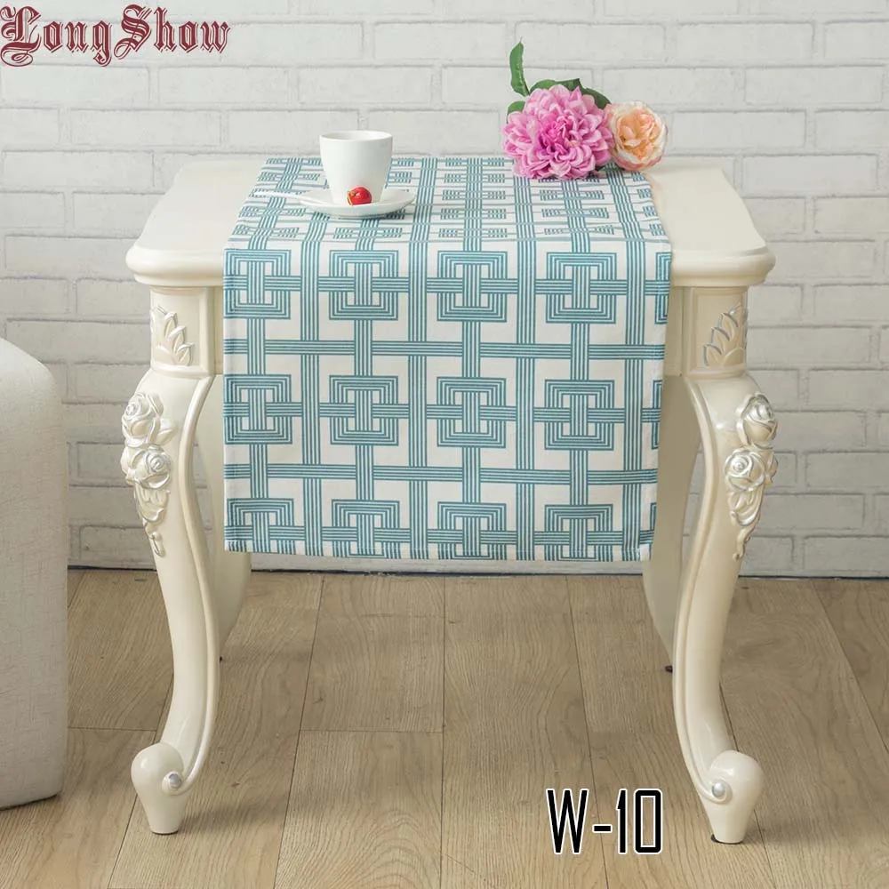 W10 blue plaid LongShow новейший элегантный 33x140 см мягкий красочный с принтом волны плюшевый скатерть - Цвет: W10 blue plaid