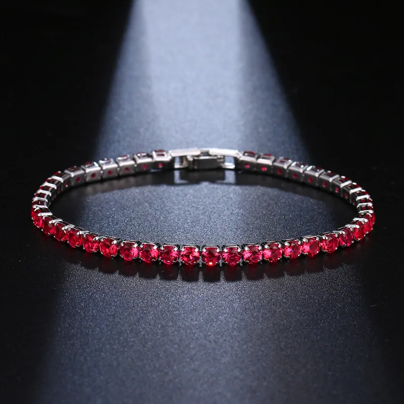 Red-19cm LZX мода 5 цветов кристалл браслет кубического циркония камень браслеты и для женщин вечерние украшения Pulseras Mujer - Окраска металла: Red-19cm
